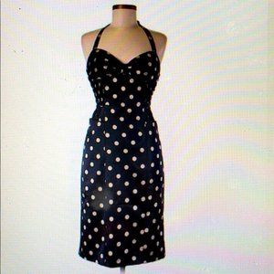 Vintage Inspired Polka Dot Halter Pinup Dress